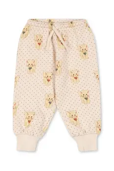 Konges Slojd pantaloni de trening din bumbac pentru copii BELLI SWEAT PANTS OCS culoarea bej, cu imprimeu, KS105195 imagine