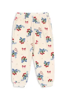 Konges Slojd pantaloni de trening din bumbac pentru copii ITTY SWEAT PANTS GOTS culoarea bej, cu model KS103830 imagine