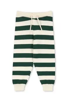 Konges Slojd pantaloni de trening din bumbac pentru copii MANIS KNIT PANTS culoarea verde, cu imprimeu, KS103897 imagine