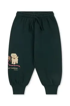 Konges Slojd pantaloni de trening pentru copii DOGGY SWEAT PANTS OCS culoarea verde, uni, KS105168 imagine