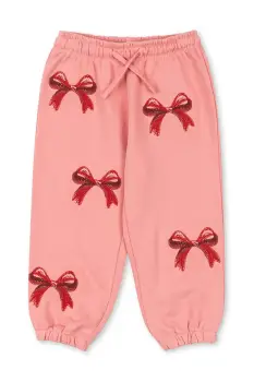 Konges Slojd pantaloni de trening pentru copii LOU BOW SWEAT PANTS OCS culoarea roz, cu model, KS104342 imagine
