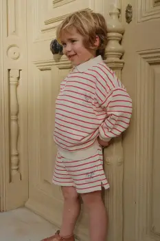 Konges Slojd pantaloni scurti din bumbac pentru copii RHW X KS LARGO SHORTS GOTS culoarea rosu, cu imprimeu, talie reglabila, Rosie Huntington Whiteley KS103607 imagine