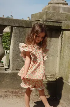 Konges Slojd pantaloni scurti din bumbac pentru copii VERBENA SHORTS GOTS culoarea portocaliu, cu imprimeu, KS102298 imagine