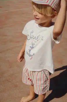 Konges Slojd pantaloni scurti MARLON SHORTS GOTS culoarea bej, talie reglabila, KS103171 imagine