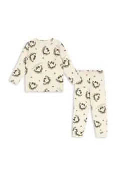 Konges Slojd pijama copii BASIC BLOUSE/PANTS SET GOTS culoarea bej, cu model, KS104214 imagine