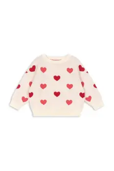 Konges Slojd pulover de bumbac pentru copii LAPIS KNIT SWEATER GOTS culoarea bej, KS103856 imagine