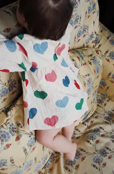 Konges Slojd rochie bebe ELIN ROMPER GOTS culoarea bej, mini, evazati, KS101498 imagine
