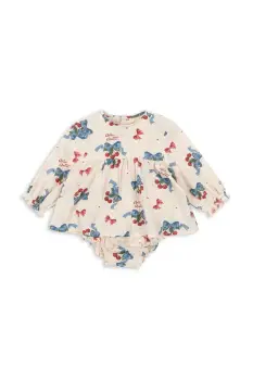 Konges Slojd rochie bebe ELIN ROMPER GOTS culoarea bej, mini, evazati, KS103795 imagine