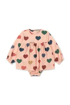 Konges Slojd rochie bebe ELIN ROMPER GOTS culoarea roz, mini, evazati, KS103795 imagine