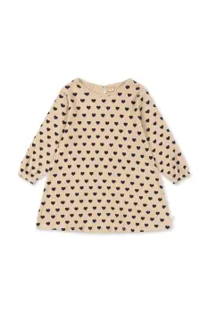 Konges Slojd rochie de bumbac pentru copii CHLEO DRESS GOTS culoarea bej, mini, evazati, KS103751 imagine