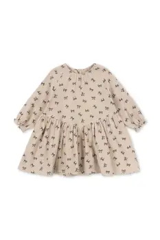 Konges Slojd rochie de bumbac pentru copii COCO DRESS GOTS culoarea bej, mini, evazati, KS103758 imagine