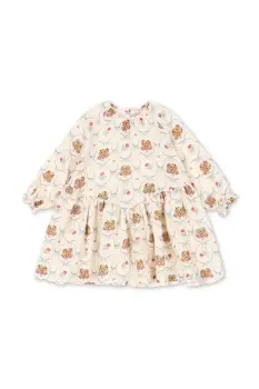 Konges Slojd rochie de bumbac pentru copii COCO DRESS GOTS culoarea bej, mini, evazati, KS103758 imagine