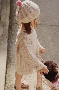 Konges Slojd rochie de lana pentru copii BELOU KNIT DRESS culoarea bej, mini, dreapta, KS102860 imagine