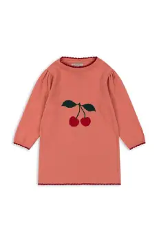 Konges Slojd rochie din amestec de lana pentru copii ALEXA KNIT DRESS culoarea roz, mini, drept, KS101390 imagine