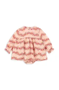 Konges Slojd rochie din bumbac pentru bebelusi BELLA FRILL ROMPER GOTS culoarea roz, mini, evazati, KS102295 imagine