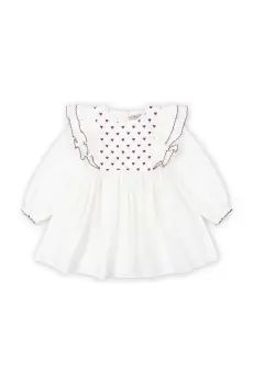 Konges Slojd rochie din bumbac pentru copii COEUR DRESS GOTS culoarea alb, mini, evazati, KS101933 imagine