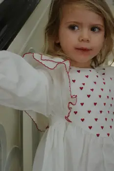 Konges Slojd rochie din bumbac pentru copii COEUR DRESS GOTS culoarea alb, mini, evazati, KS104268 imagine