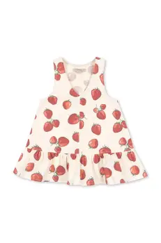Konges Slojd rochie din bumbac pentru copii FEN DRESS GOTS culoarea bej, mini, evazata, KS102443 imagine