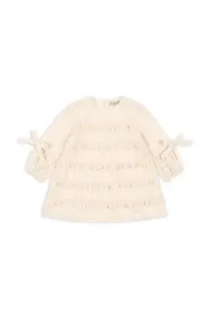 Konges Slojd rochie din bumbac pentru copii FRILLA DRESS culoarea bej, mini, evazati, KS102232 imagine