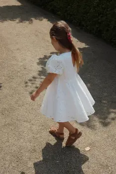 Konges Slojd rochie din bumbac pentru copii GLAISE DRESS GOTS culoarea alb, mini, evazati, KS103166 imagine