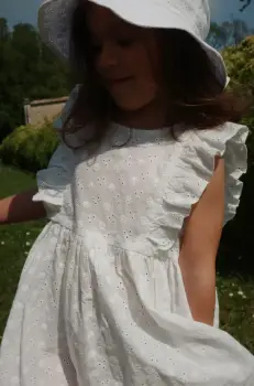 Konges Slojd rochie din bumbac pentru copii LACEY DRESS culoarea alb, mini, evazati, KS102284 imagine