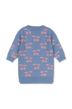 Konges Slojd rochie din bumbac pentru copii LAPIS KNIT DRESS GOTS culoarea violet, mini, oversize, KS103854 imagine