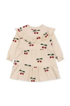 Konges Slojd rochie din bumbac pentru copii MALLI GLITTER DRESS GOTS culoarea bej, mini, mulata, KS103893 imagine