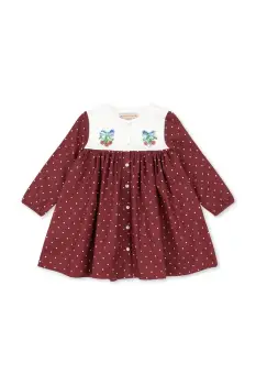 Konges Slojd rochie din bumbac pentru copii MUNA DRESS GOTS culoarea bordo, mini, evazati, KS104381 imagine