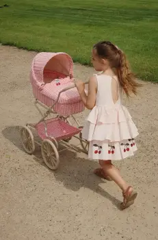 Konges Slojd rochie ELLIE DRESS GOTS culoarea bej, midi, evazati, KS103056 imagine