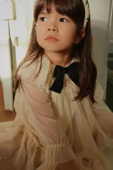 Konges Slojd rochie fete BOW DRESS culoarea bej, mini, evazati, KS104240 imagine