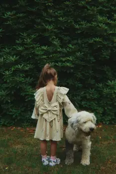 Konges Slojd rochie fete ELIN BOW DRESS GOTS culoarea bej, maxi, evazati, KS105176 imagine