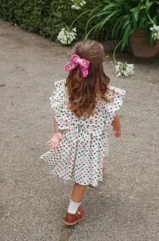 Konges Slojd rochie fete EVIA BOW DRESS GOTS culoarea bej, mini, evazati, KS103055 imagine