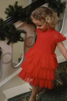 Konges Slojd rochie fete FAY DRESS GRS culoarea rosu, mini, evazati, KS104296 imagine