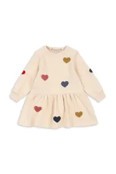 Konges Slojd rochie fete LOU TERRY SWEAT DRESS OCS culoarea bej, midi, evazati, KS103869 imagine