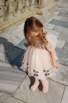 Konges Slojd rochie fete MEI DRESS culoarea bej, mini, evazati, KS101598 imagine