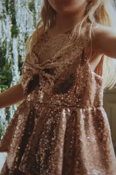 Konges Slojd rochie fete ROSIE DRESS culoarea auriu, mini, evazati, KS104421 imagine