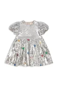 Konges Slojd rochie fete STARLA STAR DUST DRESS culoarea argintiu, mini, evazati, KS104435 imagine