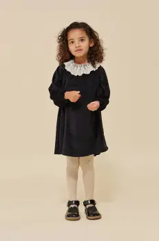 Konges Slojd rochie fete VENOLA DRESS GRS culoarea negru, mini, evazati, KS102136 imagine