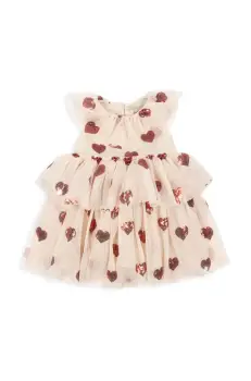 Konges Slojd rochie fete YVONNE FAIRY DRESS GRS culoarea bej, mini, evazata, KS103367 imagine