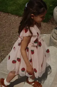 Konges Slojd rochie fete YVONNE FRILL DRESS culoarea roz, mini, evazati, KS102288 imagine