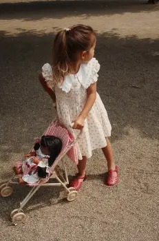 Konges Slojd rochie MIDSUMMER DRESS GOTS culoarea bej, maxi, evazati, KS103184 imagine