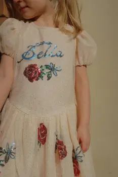 Konges Slojd rochie RHW X KS BELLA DRESS culoarea bej, mini, evazata, Rosie Huntington Whiteley KS103588 imagine