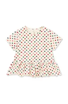 Konges Slojd tricou BASIC FRILL TEE GOTS culoarea bej, KS103154 imagine