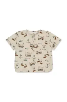 Konges Slojd tricou de bumbac pentru copii culoarea bej, modelator imagine