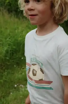 Konges Slojd tricou din amestec de in pentru copii ERA TEE OCS culoarea alb, cu imprimeu, KS102600 imagine