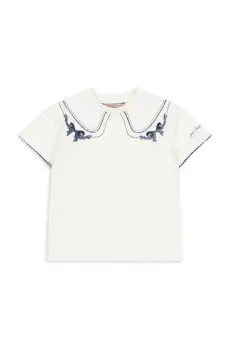 Konges Slojd tricou din amestec de in pentru copii ERA TEE OCS culoarea alb, KS103194 imagine