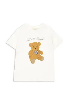 Konges Slojd tricou din amestec de in pentru copii ERA TEE OCS culoarea maro, KS103194 imagine