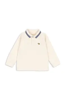 Konges Slojd tricouri polo din bumbac pentru copii FLORIAN LS POLO GOTS culoarea bej, uni, KS103811 imagine