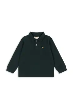 Konges Slojd tricouri polo din bumbac pentru copii FLORIAN LS POLO GOTS culoarea verde, uni, KS103811 imagine