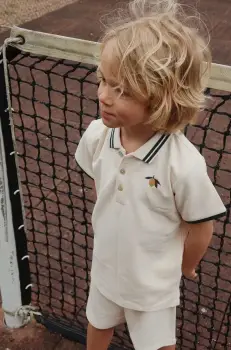 Konges Slojd tricouri polo din bumbac pentru copii FLORIAN POLO SHIRT GOTS culoarea bej, cu imprimeu, KS102412 imagine